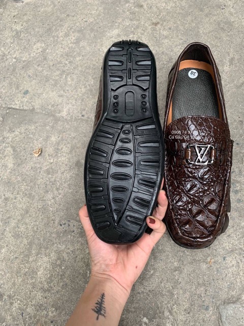 GIÀY NAM DA CÁ SẤU THẬT SIZE 38 NÂU ĐẤT - CÁ SẤU GÒ VẤP