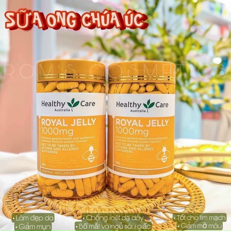 VIÊN UỐNG SỮA ONG CHÚA ĐẸP DA LÀM CHẬM LÃO HÓA HEALTHY CARE ROYAL JELLY 365 VIÊN