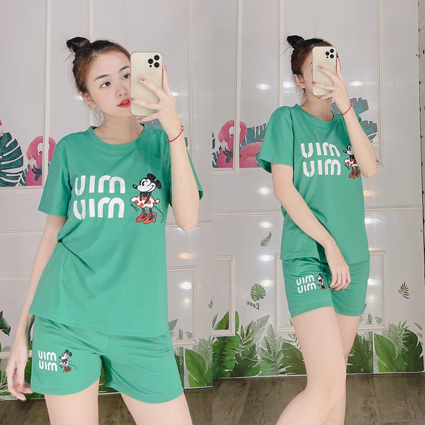 Đồ Bộ Nữ Mặc Nhà Đẹp Thun Cotton Nữ Mặc Ngủ Ở Nhà Dễ Thương Quần Đùi Cute Diễm ...