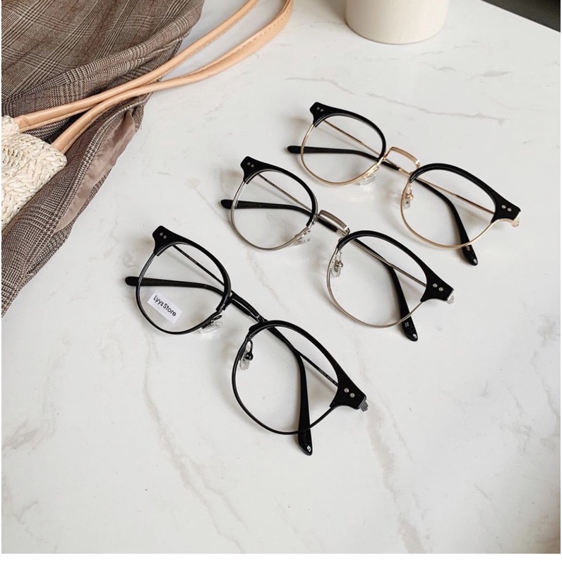 Gong kính cận nam nữ, clubmaster 20023 chống ánh sáng xanh, UV400 Jolie eyewear-Lắp tròng theo yêu cầu