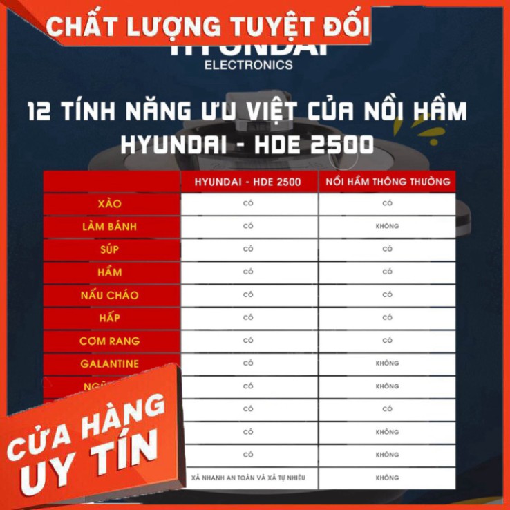 Nồi hầm điện tử Chính Hãng HYUNAI HDE 2500S An Tòan Và Tiết Kiệm Thời Gian [FreeShip Xtra]