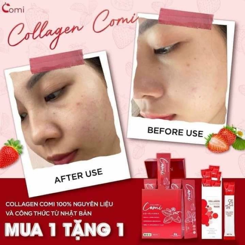 Collagen Comi Nhật Bản, trắng da chống lão hóa (Hộp 10 gói) - 1h tặng 1 nạ cừu