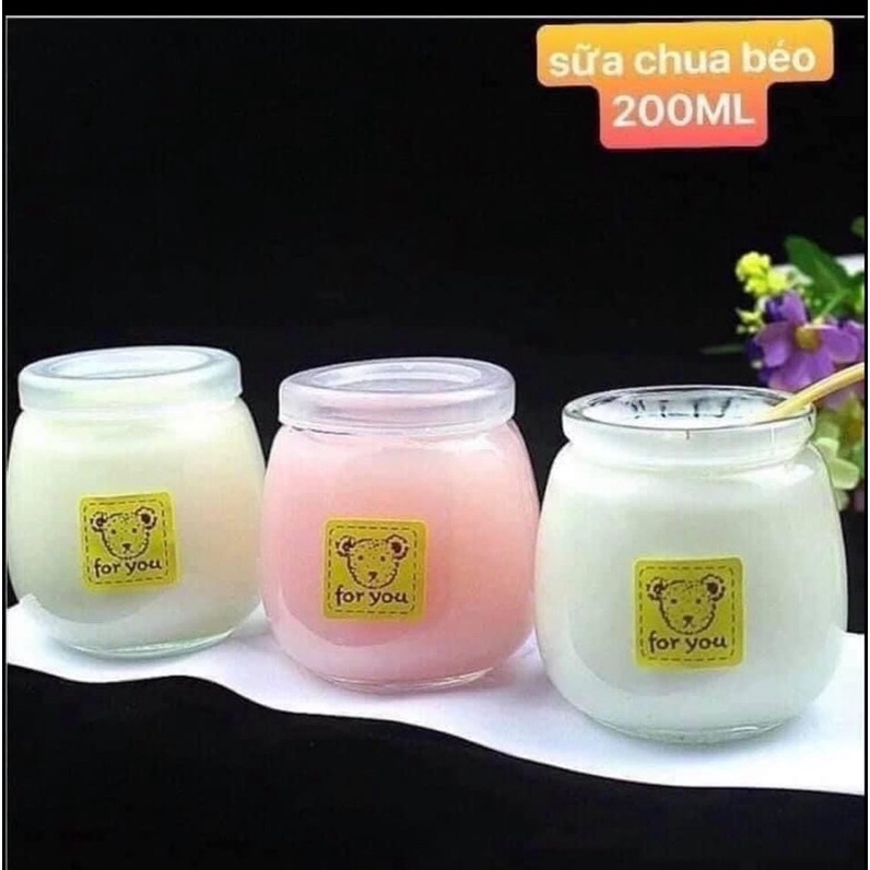 COMBO 5 - 10 Hũ Sữa Chua Thuỷ Tinh Béo 200ml To tiện lợi
