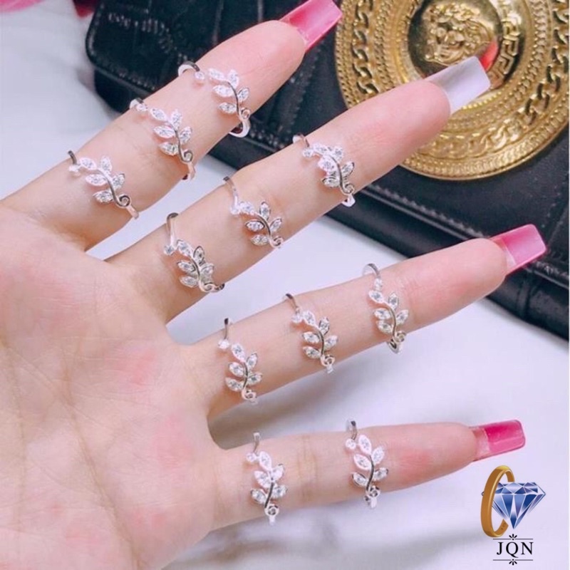 NHẪN LÁ BẠC TA GẮN ĐÁ NHỎ - NHẪN HỞ FREE SIZE THÂN DÀY DẶN HOTT 2020!!!