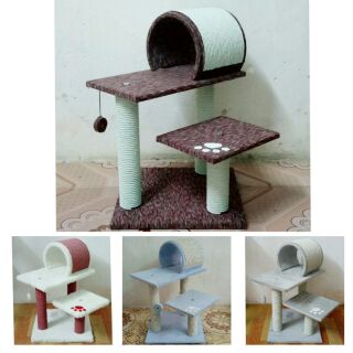 Cattree - Trụ cào móng cho mèo kèm bàn cào tròn SỈ SLL hàng chất lượng cao