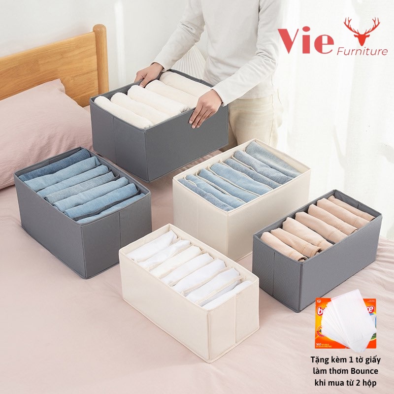 Hộp Đựng Quần Áo Chia Ngăn Vải - Hộp Đựng Đồ Có Ngăn Tiện Ích, Gọn Gàng