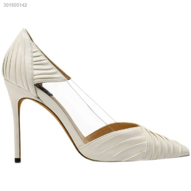 Giày cao gót mũi nhọn màu trắng quyến rũ hàng mới dành cho bạn nữ 2022 8cm