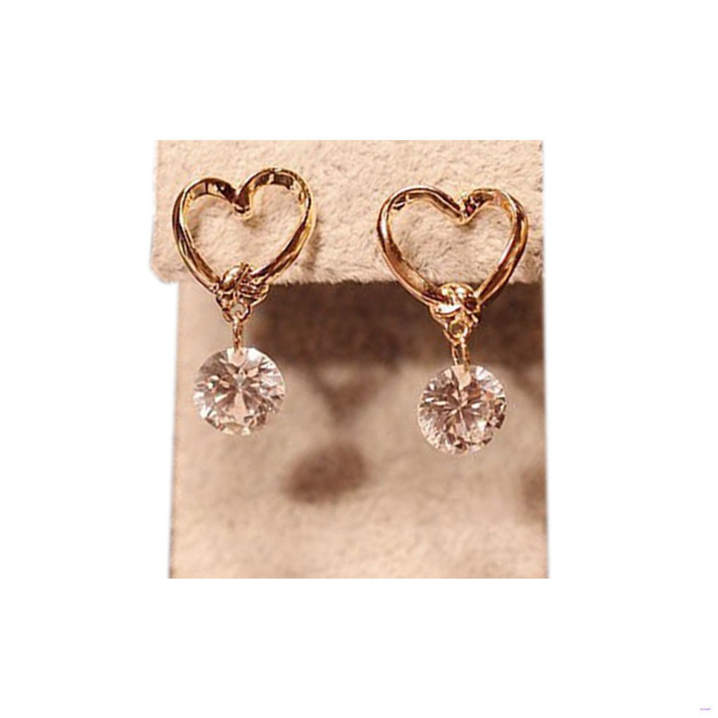 1 Đôi Bông Tai Hợp Kim Hình Trái Tim Đính Đá Lấp Lánh
