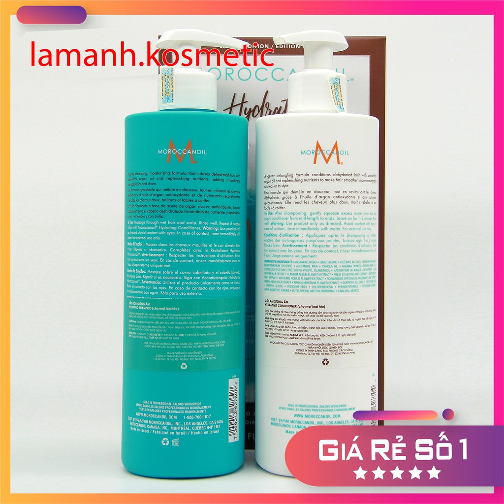 Dầu gội Moisture Hydrat MOROCCANOIL chính hãng dưỡng ẩm phục hồi tóc hư tổn khô sơ 500ml -1000ml