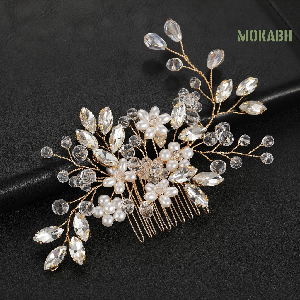 Lược Cài Tóc Đính Ngọc Trai Nhân Tạo Handmade Chống Trượt Dành Cho Cô Dâu