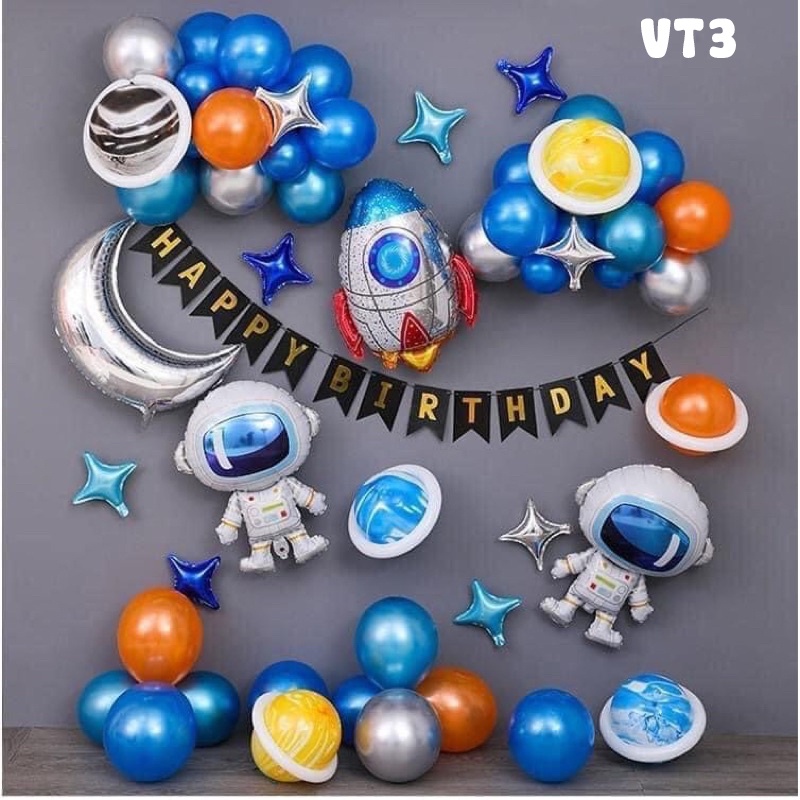 COMBO Set bóng phi hành gia không gian vũ trụ trang trí sinh nhật bé trai bé gái