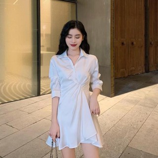 Váy nữ trắng chất liệu lụa trơn - Nhuking2020
