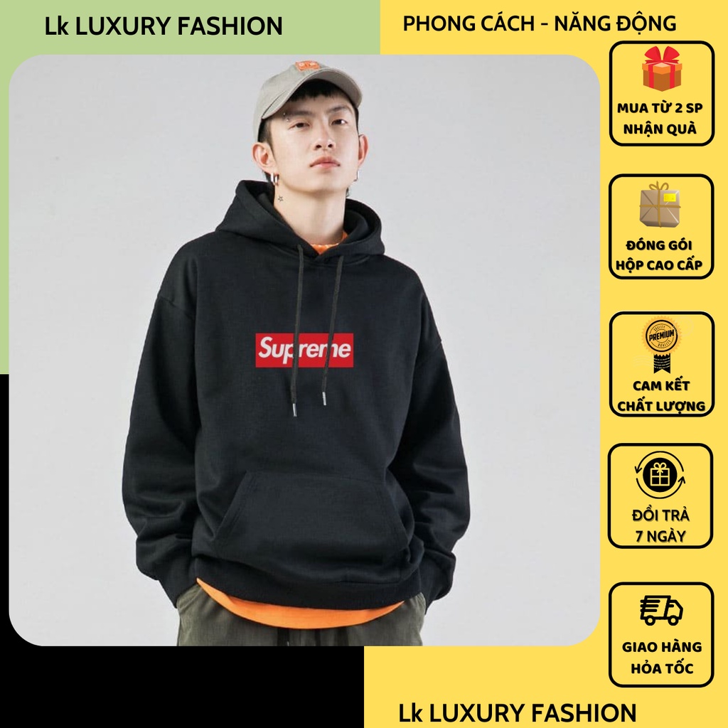 Áo khoác nỉ Hoodie - Áo Hoodie nam nữ form rộng unisex CAO CẤP phong cách Hàn Quốc in hình Supreme Lk8801