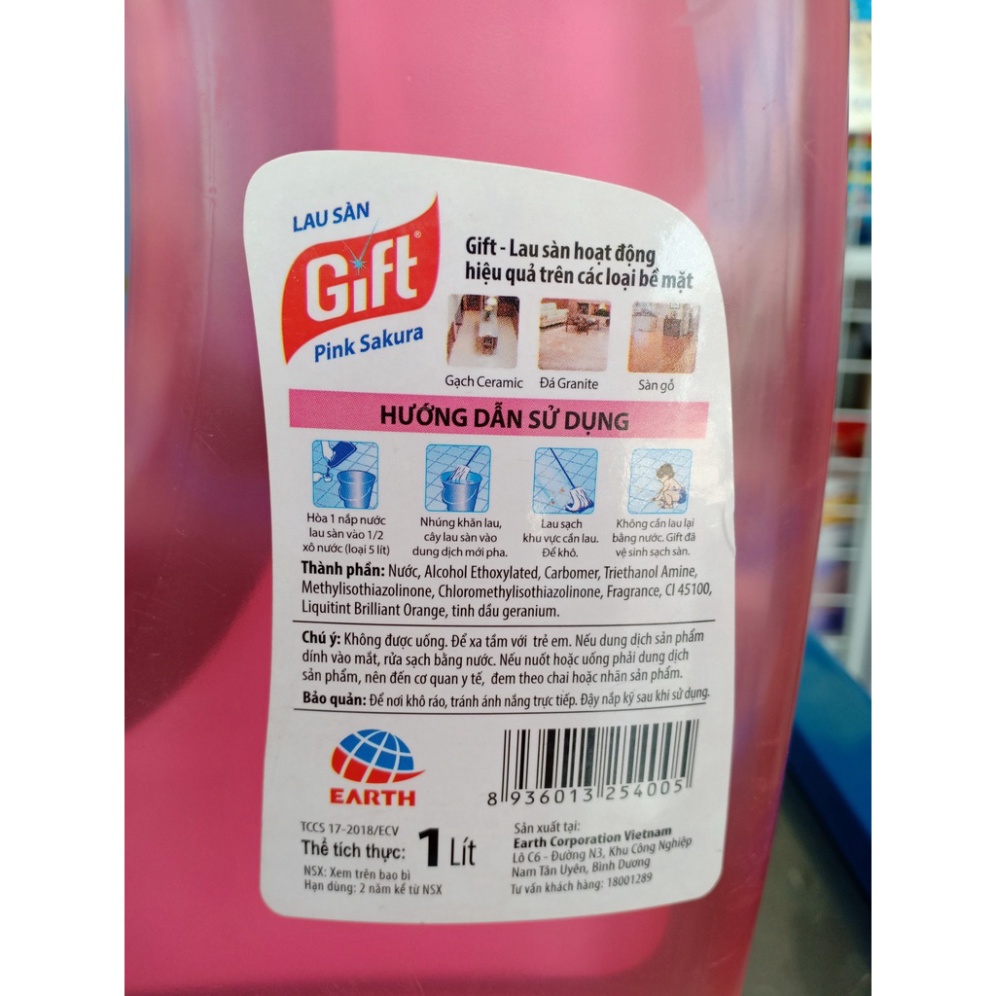 Nước Lau Sàn Gift Hương Pink Sakura, Hương Hoa Anh Đào Mẫu Mới, Công Thức Đậm Đặc Gấp 2 Lần, Can 100 ml