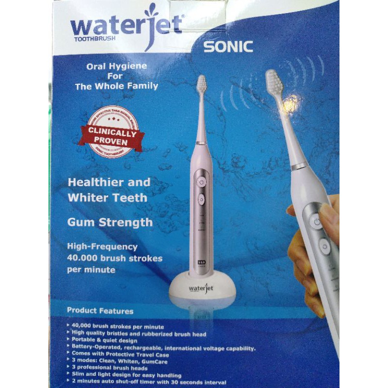 Waterjet Sonic - Bàn chải điện sóng âm Toothbrush - đánh bay mảng bám gấp 10 lần -(Chính hãng USA) - Bảo hành 1 năm