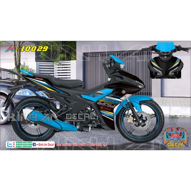 Tem rời exciter 155 Xanh đen