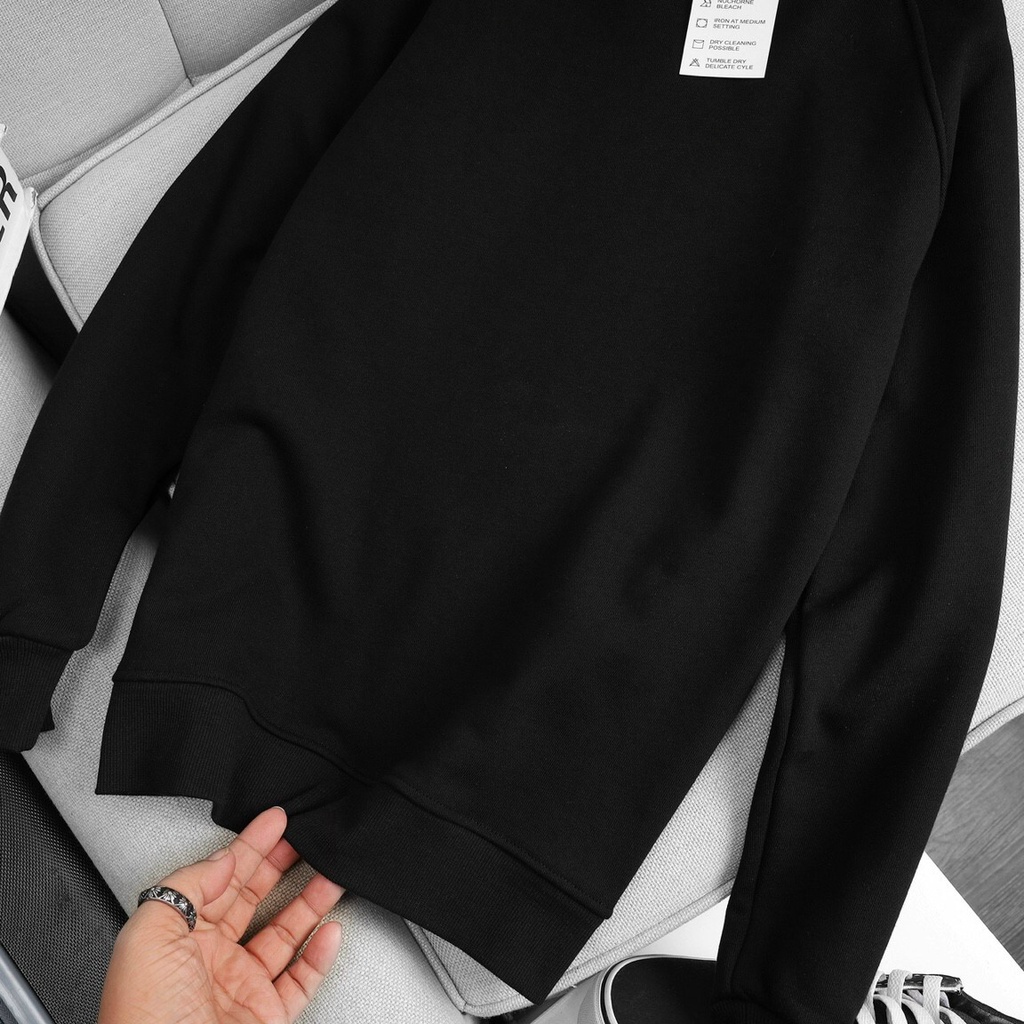 Áo thun tay dài Sweater màu trơn Unisex Cotton nỉ chân cua mềm mịn thấm hút tốt - 4 màu