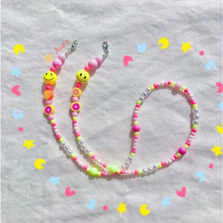 Dây đeo khẩu trang Mặt cười Pastel  handmade thiết kế bởi Aura