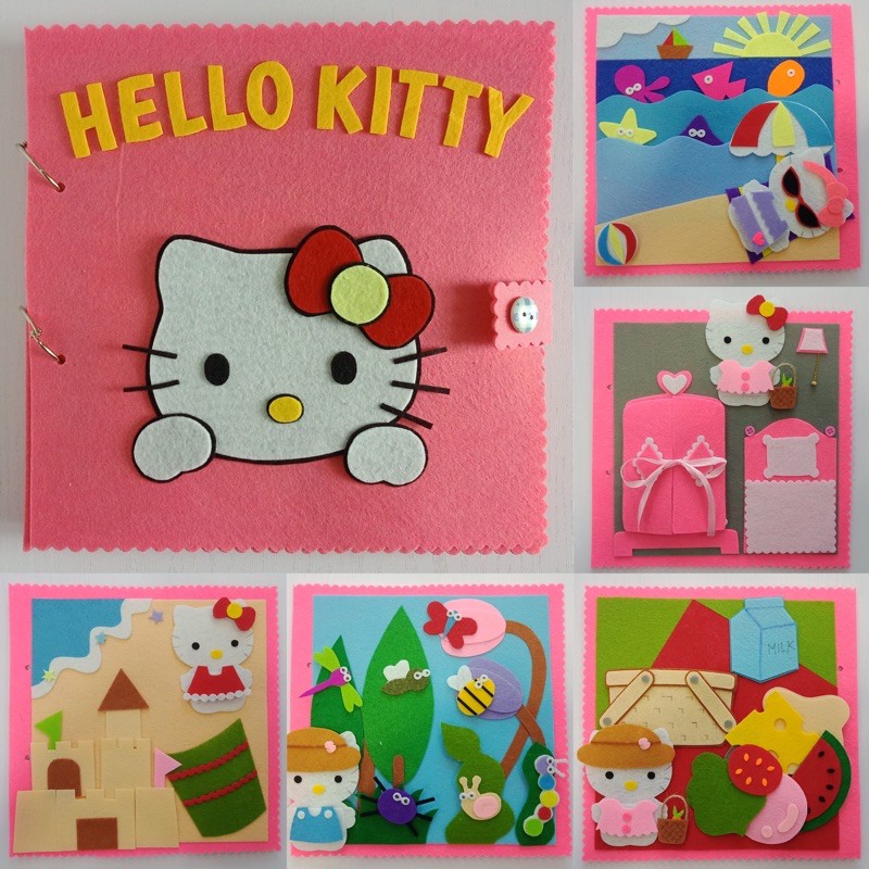 Sách vải Mèo Hello Kitty (chủ đề Picnic) hình thật 100% - Đồ chơi sách vải cho bé gái