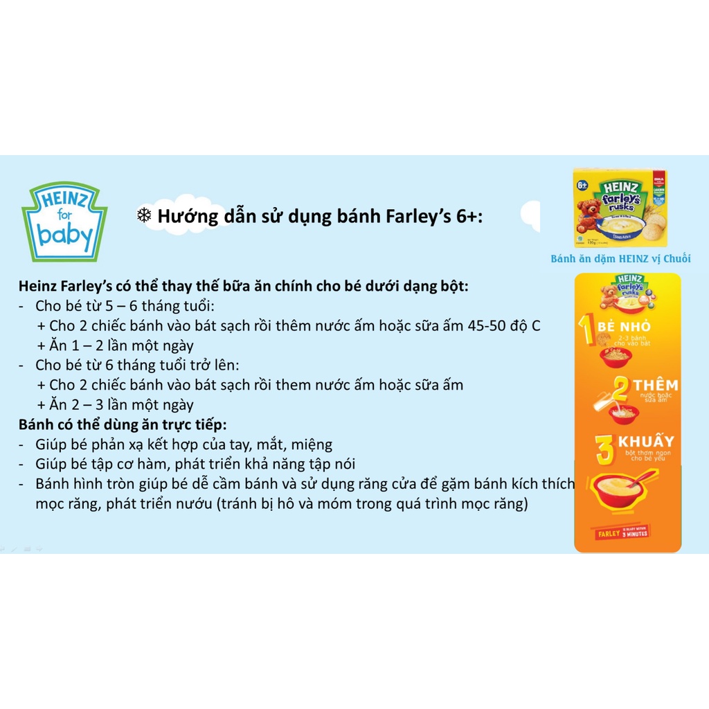 Bánh Quy Ăn Dặm HEINZ FARLEY'S CAM 120g cho bé từ 6 tháng tuổi (T12/2023)