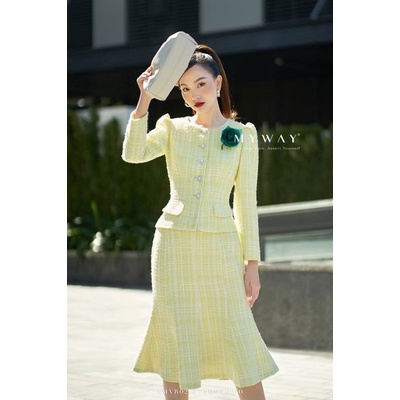 Bộ Áo Vest Chân Váy Đuôi Cá MY WAY Dạ Tweed Cao Cấp 4MVB0213-4MCX0210