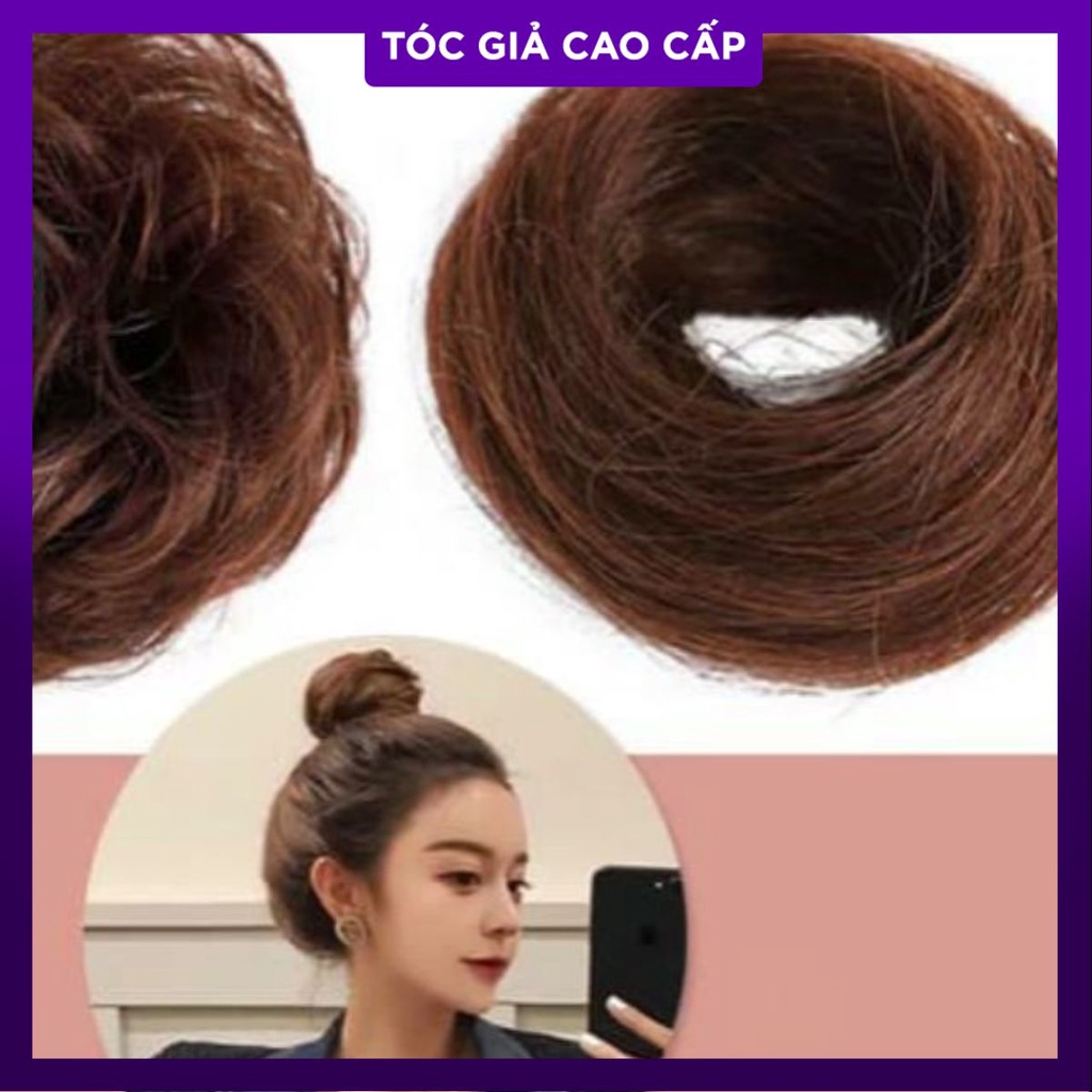Tóc búi cột thẳng tóc thật