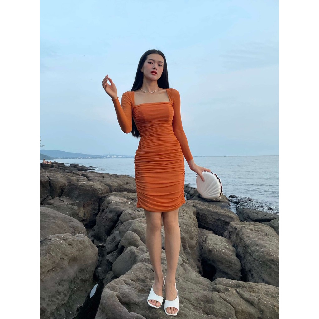 Đầm ôm tay dài Aurelia RECHIC màu cam | BigBuy360 - bigbuy360.vn