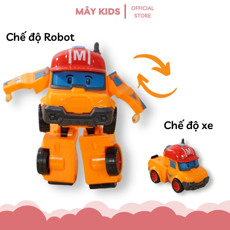 Bộ đồ chơi 6 xe oto Robocar poli biến hình, Bộ 6 xe bằng nhựa có hộp đựng cho bé - Mây Kids