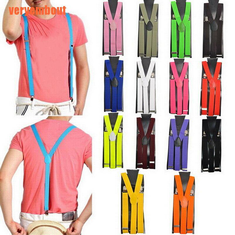 Unisex Adult Elastic Y-Shape Braces Mens Womens Adjustable Clip-on Suspen