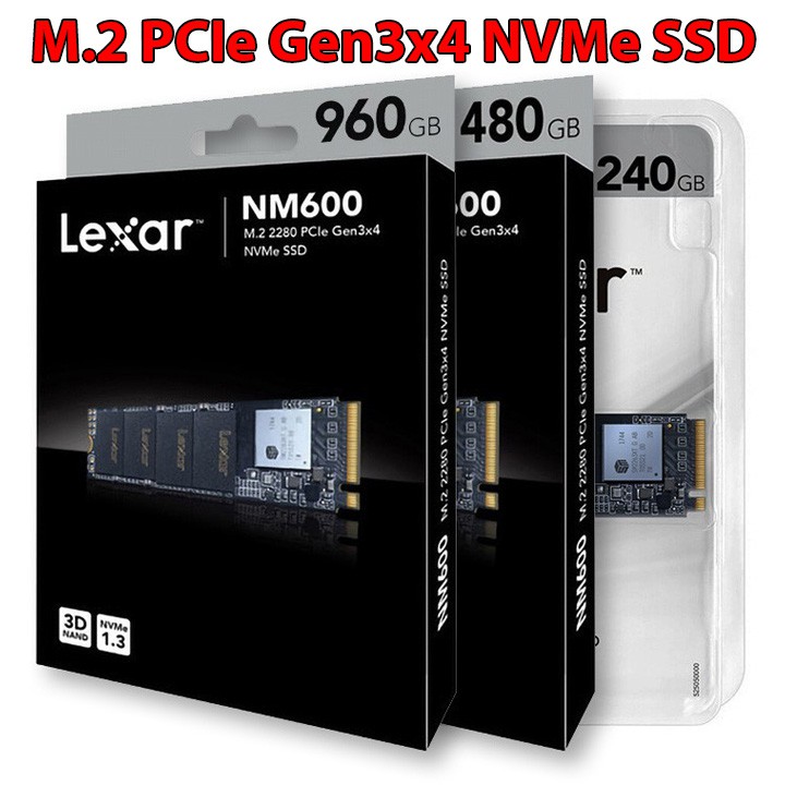 [Mã 255ELSALE giảm 7% đơn 300K] Ổ cứng SSD M.2 PCIe NVMe Lexar NM600 960GB 480GB 240GB - bảo hành 3 năm SD65
