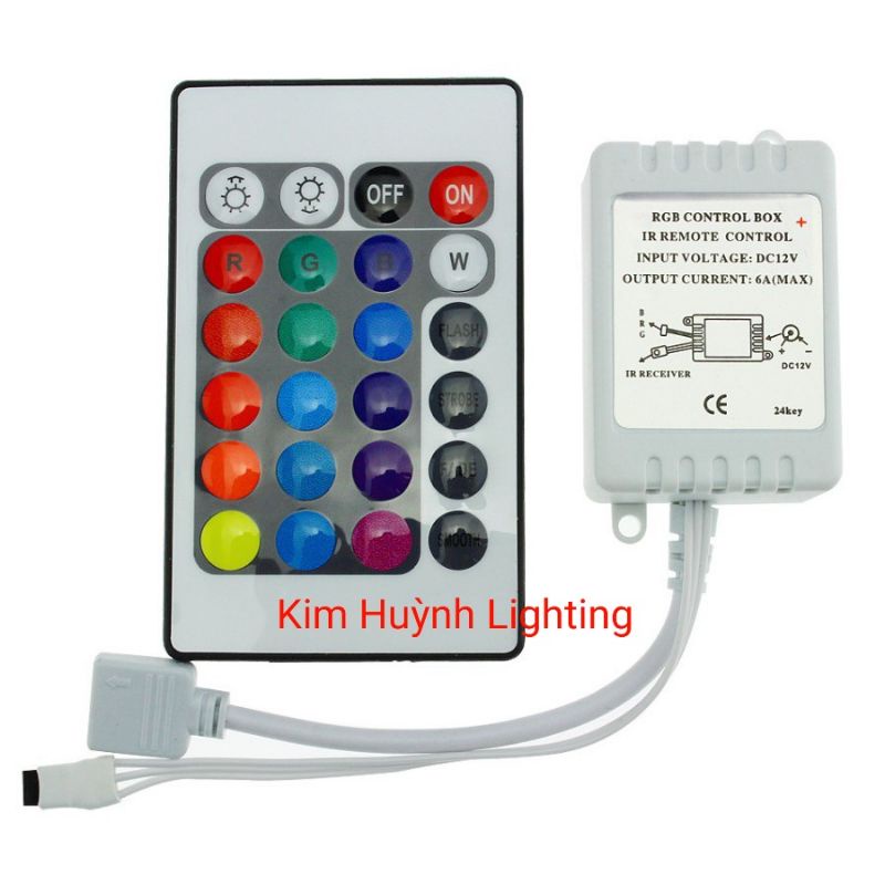Bộ điều khiển kèm remote 24 phím dùng cho led RGB 5-24V