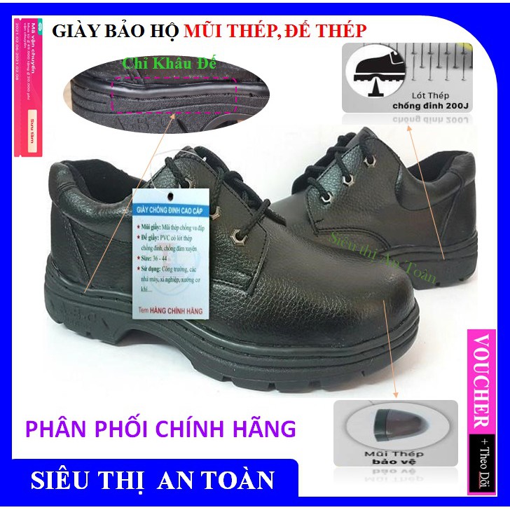 [ ĐẶC BIỆT ] Giày Bảo Hộ Lao Đông Nam, giày nam bảo hộ chỉ đen, mũi thép, đê thep, chống dầu, chống đinh, chống trơn