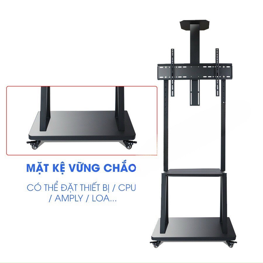 Giá treo tivi di động 1700A 40 - 65 Inch - có bánh xe, khay camera, chỗ để cpu, ưu việt hơn ava1500