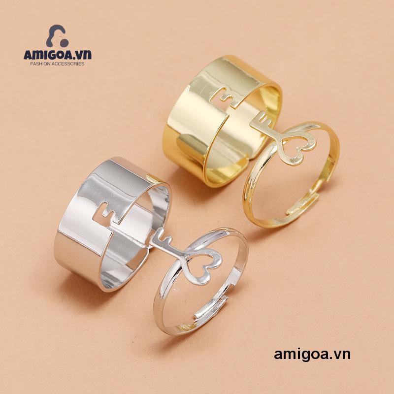 ✨✨màu vàng và bạc họa tiết chìa khóa phong cách cặp đôi thiết kế rỗng thời trang Hàn Quốc dành cho nữ