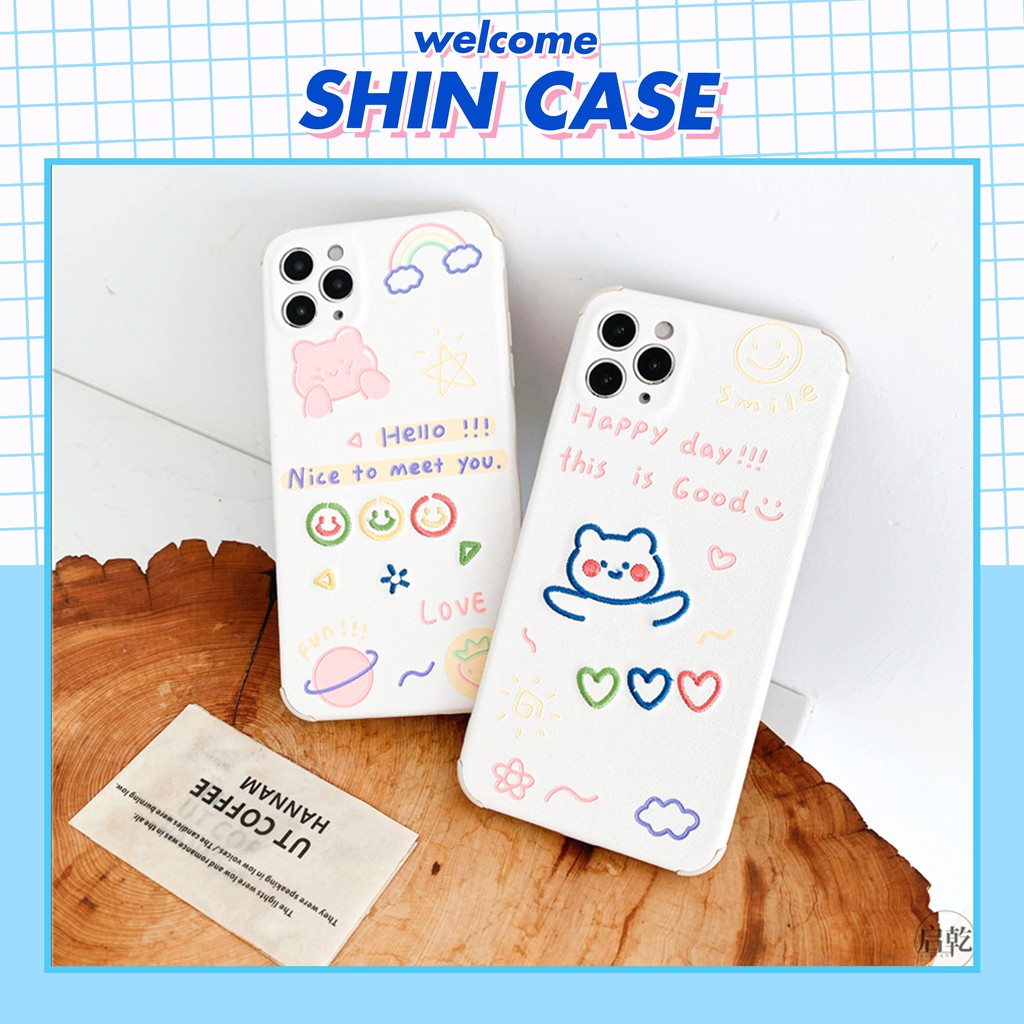Ốp lưng iphone Gấu trắng thêu viền chống va đập 5/5s/6/6plus/6s/6splus/7/7plus/8/8plus/x/xr/xs/11/12/pro/max/plus/promax | BigBuy360 - bigbuy360.vn