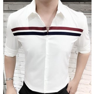 ÁO SƠ MI NAM TAY DÀI MÀU TRẮNG CAO CẤP CÓ SỌC NGANG MS15