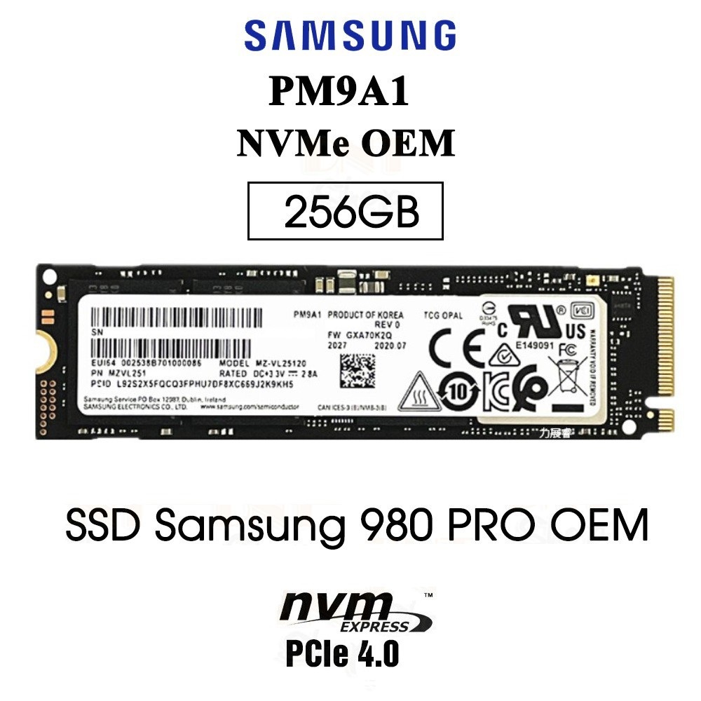 Ổ cứng SSD Samsung NVMe PM9A1 M.2 PCIe Gen4x4 256GB Mới 100% - Bảo Hành 36 Tháng