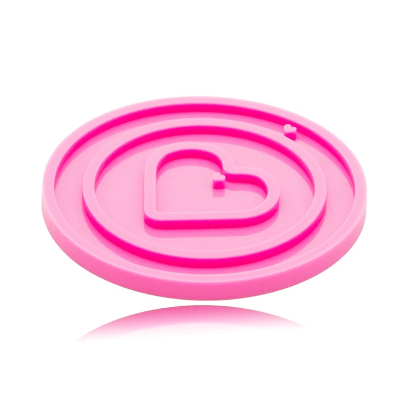 Khuôn Silicone Làm Móc Khóa Hình Tròn / Trái Tim Lấp Lánh DIY