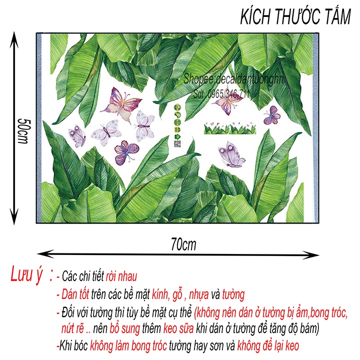 Đề can dán tường hàn quốc trang trí phòng ngủ DECAL DECOR SK7201 Vườn Nhiệt Đới 3