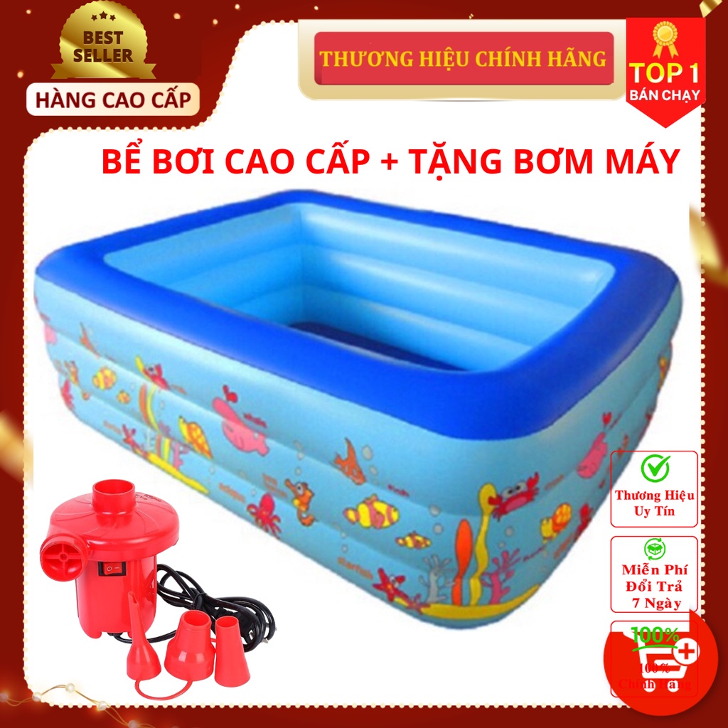 [Loại tốt - Hàng Cao cấp] Bể bơi cho bé cao cấp hình chữ nhật đủ kích cỡ 2-3 tầng đáy 2 lớp chống trượt bền đẹp Amalife