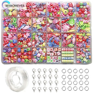 Pop It Fidget Đồ chơi 24 Kinds Beads for Girls Đồ chơis Kids Bracelet Necklace Jewelry DIY Making Kit