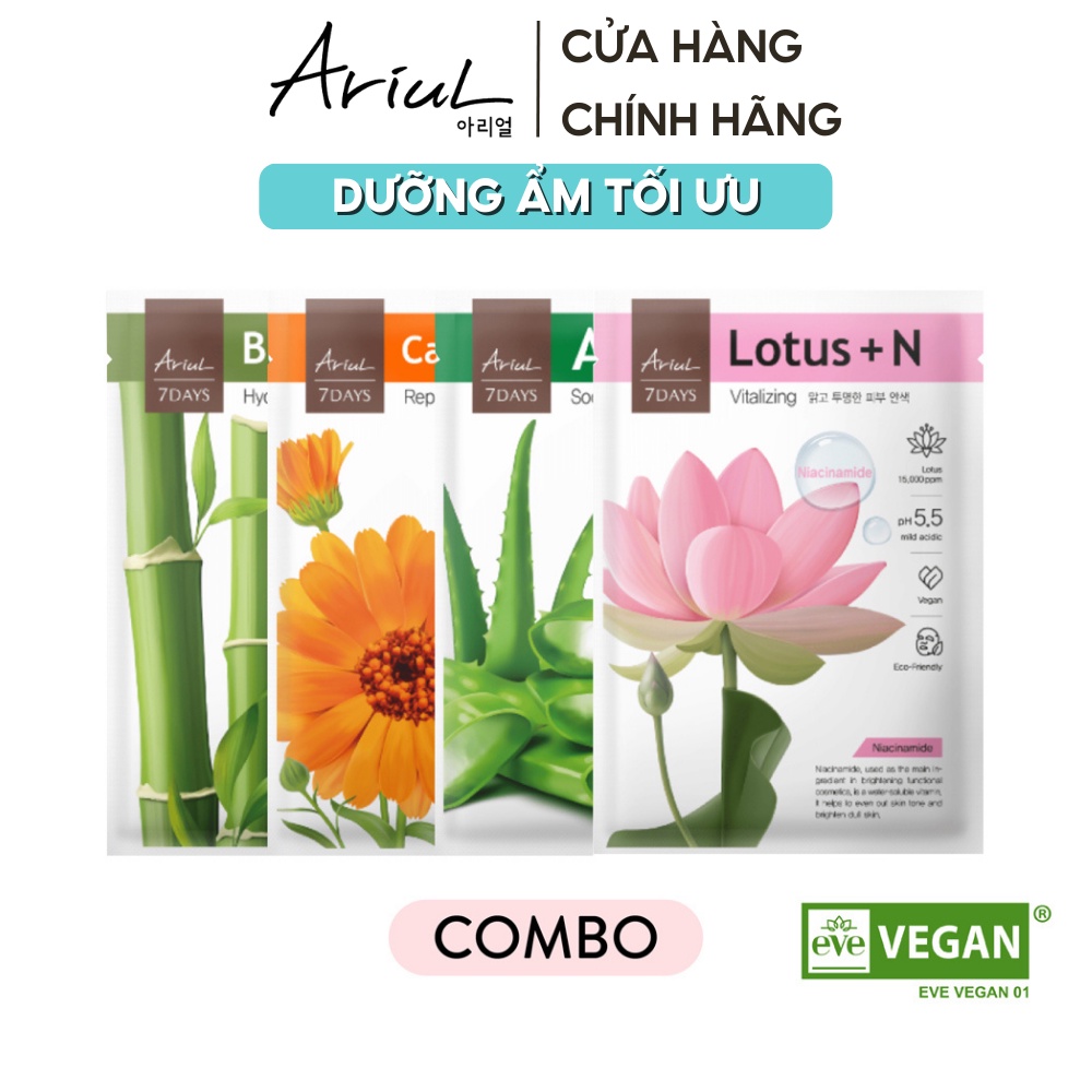 Combo 4 mặt nạ Ariul 7 Days Mask - dưỡng ẩm tối ưu