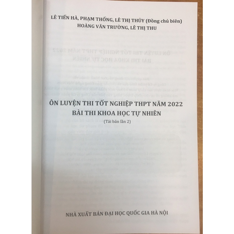 Sách - Ôn Luyện Thi Tốt Nghiệp THPT Năm 2022 Bài Thi Khoa Học Tự Nhiên