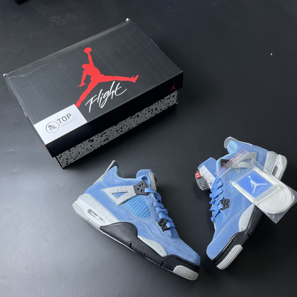 Giày Sneaker Jordan 4 University Blue Giày Thể Thao Nam Nữ Full Phụ Kiện
