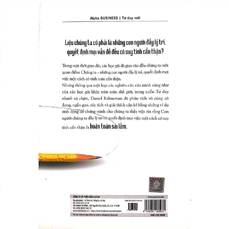 Sách Tư Duy Nhanh Và Chậm - Hiểu Về Cách Bộ Não Tư Duy - Giải Nobel Kinh Tế Năm 2002 - Top 100 Bestseller