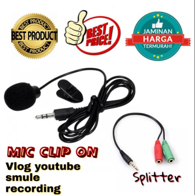 Mic Kẹp On + Splitter Cho Youtuber Smule Ghi Âm