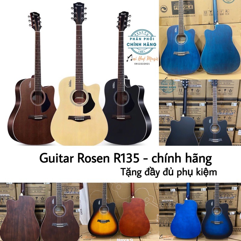 Đàn Guitar Acoustic Rosen R135 CHÍNH HÃNG Gỗ Thịt Bản 2022-2023 - tặng đầy đủ phụ ...