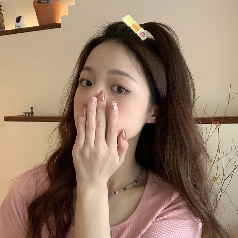 Kẹp Tóc Hình Vuông Màu Sắc Tương Phản Đơn Giản Dành Cho Nữ