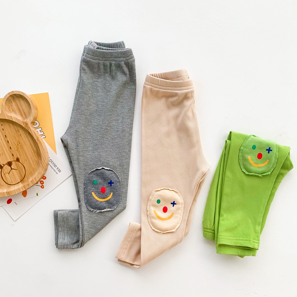 Quần Legging Cotton Mềm Mại In Họa Tiết Mặt Cười Dễ Thương Cho Bé Sơ Sinh 0-24 Tháng Tuổi