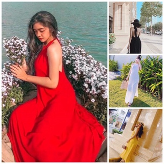 Đầm maxi cổ yếm hở lưng siêu xinh